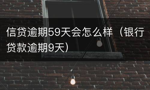 信贷逾期59天会怎么样（银行贷款逾期9天）