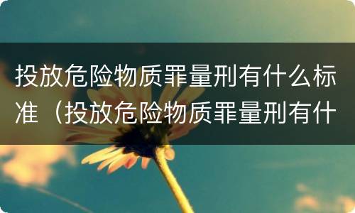 投放危险物质罪量刑有什么标准（投放危险物质罪量刑有什么标准吗）