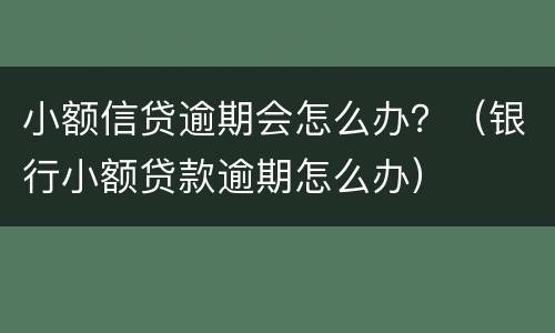 小额信贷逾期会怎么办？（银行小额贷款逾期怎么办）