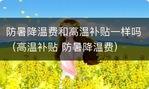 防暑降温费和高温补贴一样吗（高温补贴 防暑降温费）