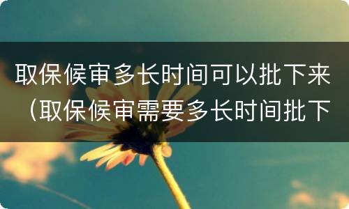 取保候审多长时间可以批下来（取保候审需要多长时间批下来）