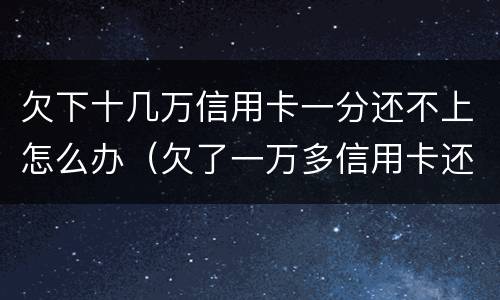 欠下十几万信用卡一分还不上怎么办（欠了一万多信用卡还不上怎么办）