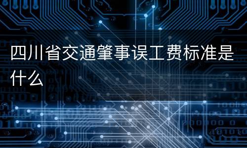 四川省交通肇事误工费标准是什么