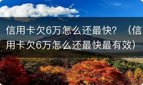 信用卡欠6万怎么还最快？（信用卡欠6万怎么还最快最有效）