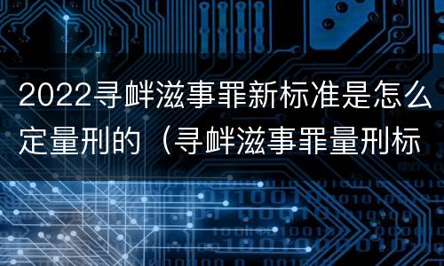 2022寻衅滋事罪新标准是怎么定量刑的（寻衅滋事罪量刑标准2021）