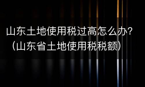 山东土地使用税过高怎么办？（山东省土地使用税税额）