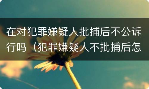 在对犯罪嫌疑人批捕后不公诉行吗（犯罪嫌疑人不批捕后怎么处理）