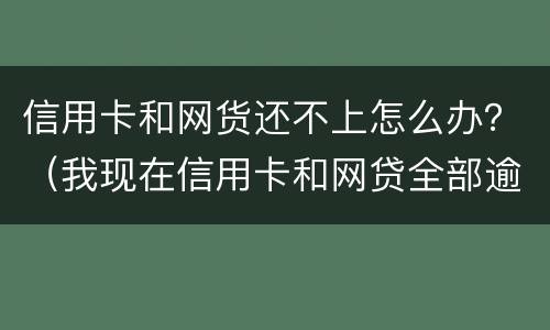 信用卡和网货还不上怎么办？（我现在信用卡和网贷全部逾期还不起了怎么办）