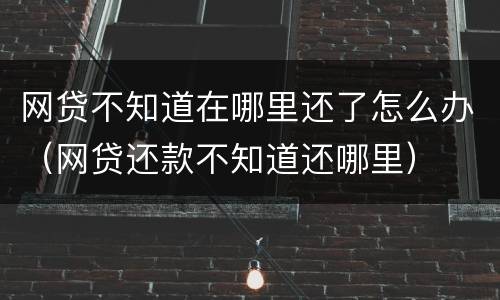 网贷不知道在哪里还了怎么办（网贷还款不知道还哪里）