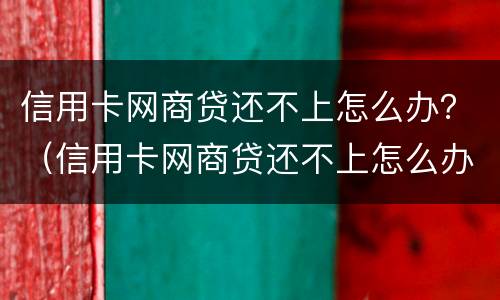 信用卡网商贷还不上怎么办？（信用卡网商贷还不上怎么办呀）