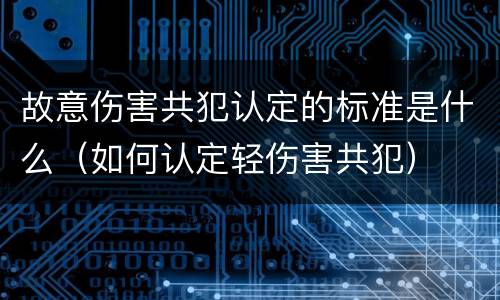 故意伤害共犯认定的标准是什么（如何认定轻伤害共犯）
