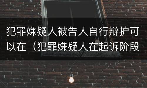 犯罪嫌疑人被告人自行辩护可以在（犯罪嫌疑人在起诉阶段有权自行辩护）