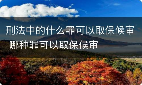 刑法中的什么罪可以取保候审 哪种罪可以取保候审
