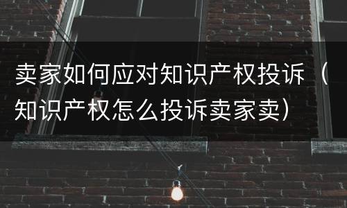 卖家如何应对知识产权投诉（知识产权怎么投诉卖家卖）
