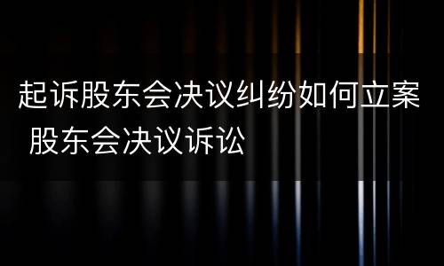 起诉股东会决议纠纷如何立案 股东会决议诉讼