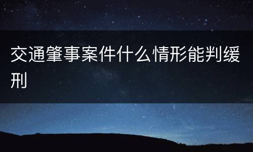 交通肇事案件什么情形能判缓刑