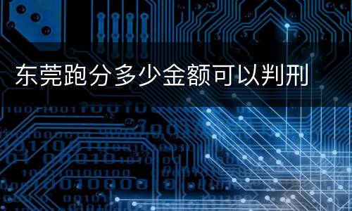东莞跑分多少金额可以判刑