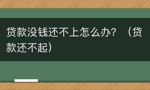 贷款没钱还不上怎么办？（贷款还不起）