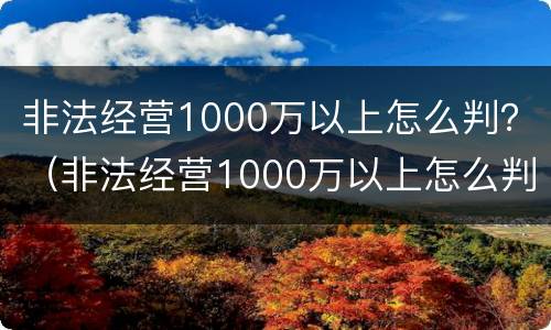 非法经营1000万以上怎么判？（非法经营1000万以上怎么判）