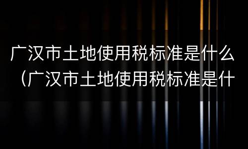 广汉市土地使用税标准是什么（广汉市土地使用税标准是什么样的）