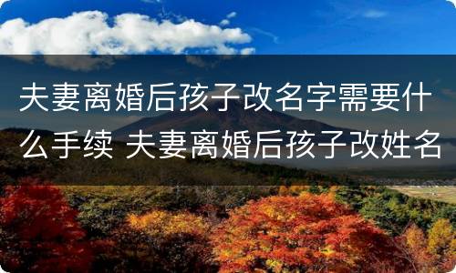 夫妻离婚后孩子改名字需要什么手续 夫妻离婚后孩子改姓名需要什么手续