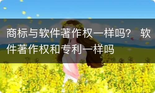 商标与软件著作权一样吗？ 软件著作权和专利一样吗