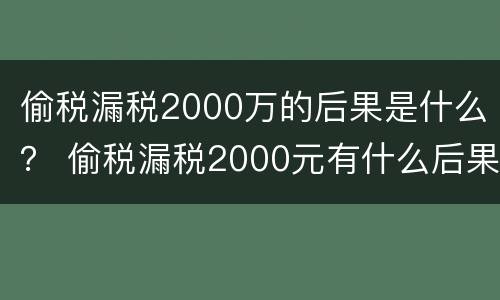 偷税漏税2000万的后果是什么？ 偷税漏税2000元有什么后果