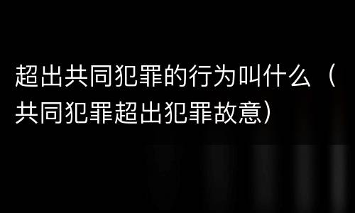 超出共同犯罪的行为叫什么（共同犯罪超出犯罪故意）