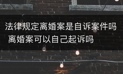 法律规定离婚案是自诉案件吗 离婚案可以自己起诉吗