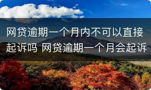 网贷逾期一个月内不可以直接起诉吗 网贷逾期一个月会起诉吗