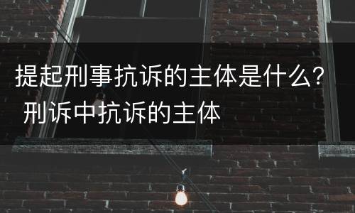 提起刑事抗诉的主体是什么？ 刑诉中抗诉的主体