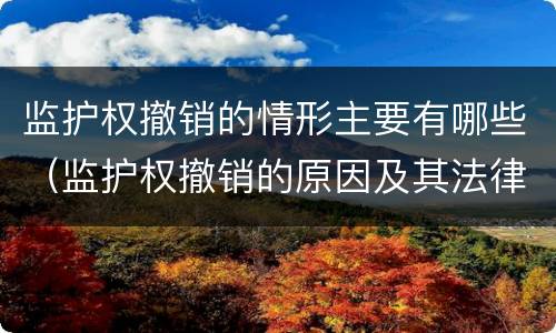 监护权撤销的情形主要有哪些（监护权撤销的原因及其法律价值）