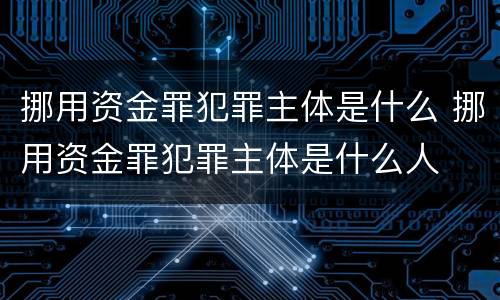 挪用资金罪犯罪主体是什么 挪用资金罪犯罪主体是什么人