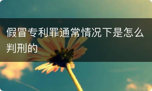 假冒专利罪通常情况下是怎么判刑的