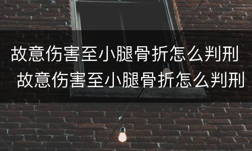 故意伤害至小腿骨折怎么判刑 故意伤害至小腿骨折怎么判刑的