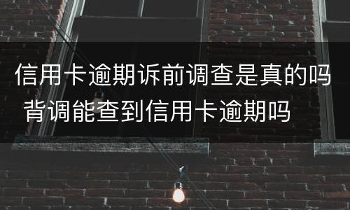 信用卡逾期诉前调查是真的吗 背调能查到信用卡逾期吗
