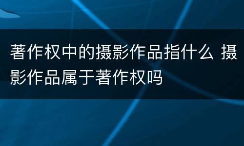 著作权中的摄影作品指什么 摄影作品属于著作权吗