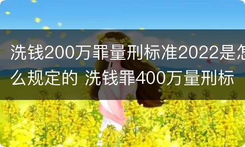 洗钱200万罪量刑标准2022是怎么规定的 洗钱罪400万量刑标准