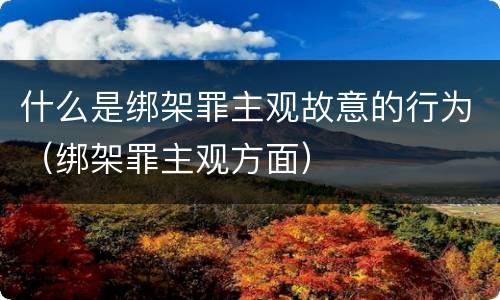 什么是绑架罪主观故意的行为（绑架罪主观方面）