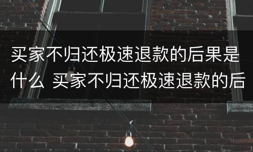 买家不归还极速退款的后果是什么 买家不归还极速退款的后果是什么呢