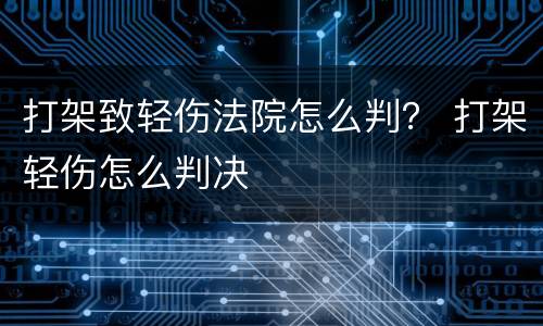 打架致轻伤法院怎么判？ 打架轻伤怎么判决