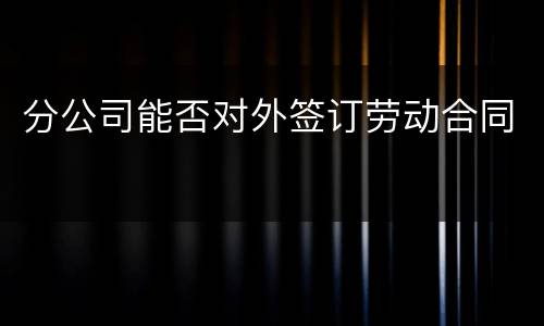 分公司能否对外签订劳动合同