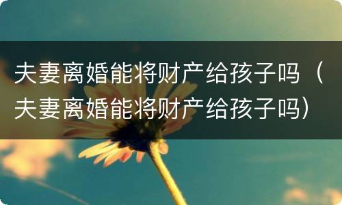 夫妻离婚能将财产给孩子吗（夫妻离婚能将财产给孩子吗）