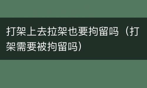 打架上去拉架也要拘留吗（打架需要被拘留吗）