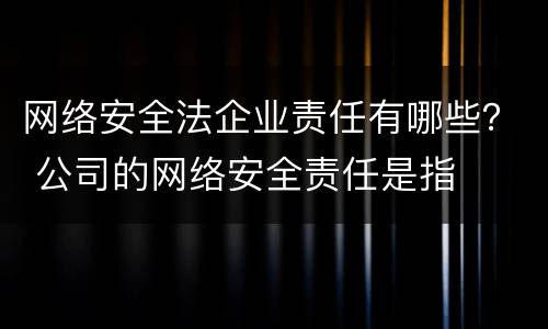 网络安全法企业责任有哪些？ 公司的网络安全责任是指