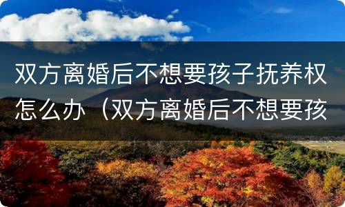 双方离婚后不想要孩子抚养权怎么办（双方离婚后不想要孩子抚养权怎么办理）