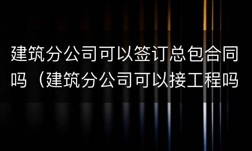 建筑分公司可以签订总包合同吗（建筑分公司可以接工程吗）