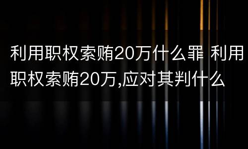 利用职权索贿20万什么罪 利用职权索贿20万,应对其判什么