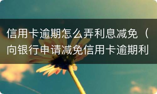 信用卡逾期怎么弄利息减免（向银行申请减免信用卡逾期利息怎么申请）