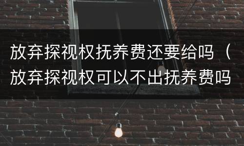 放弃探视权抚养费还要给吗（放弃探视权可以不出抚养费吗）